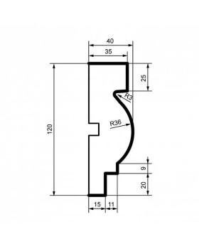 Молдинг Leptonika MC 115 с гладким профилем 2000*120*40 мм-foto2