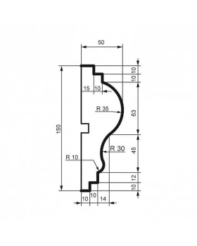 Молдинг Leptonika MC 163 с гладким профилем 2000*150*50 мм-foto2