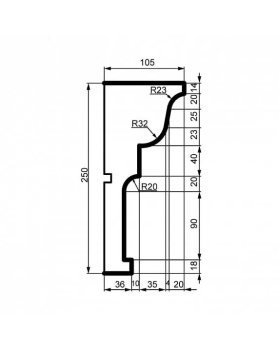 Карниз Leptonika KC 128 с гладким профилем 2000*250*105 мм-foto2