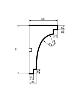Карниз Leptonika KC 101 с гладким профилем 2000*170*100 мм-foto2