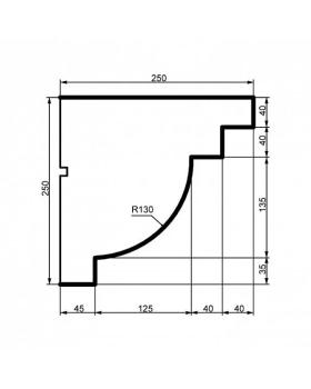 Карниз Leptonika KC 130 с гладким профилем 2000*250*250 мм-foto2