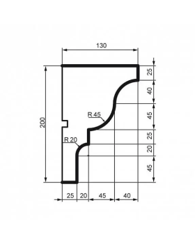 Карниз Leptonika KC 118 с гладким профилем 2000*200*130 мм-foto2