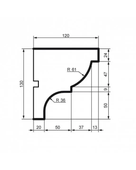 Карниз Leptonika KC 112 с гладким профилем 2000*130*120 мм-foto2
