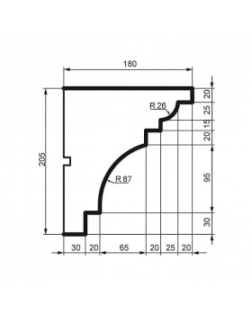 Карниз Leptonika KC 123 с гладким профилем 2000*205*180 мм-foto2