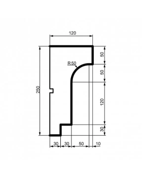 Карниз Leptonika KC 129 с гладким профилем 2000*250*120 мм-foto2