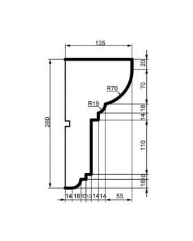 Карниз Leptonika KC 131 с гладким профилем 2000*260*135 мм-foto2
