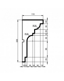 Карниз Leptonika KC 125 с гладким профилем 2000*220*110 мм-foto2