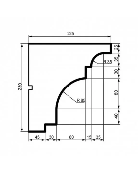 Карниз Leptonika KC 127 с гладким профилем 2000*230*225 мм-foto2