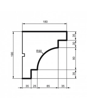 Карниз Leptonika KC 117 с гладким профилем 2000*190*180 мм-foto2