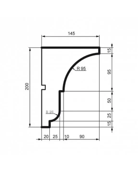 Карниз Leptonika KC 119 с гладким профилем 2000*200*145 мм-foto2