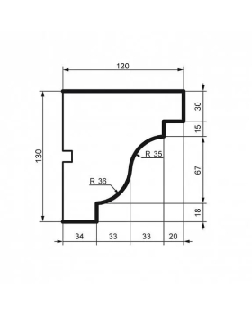 Карниз Leptonika KC 113 с гладким профилем 2000*130*120 мм-foto2