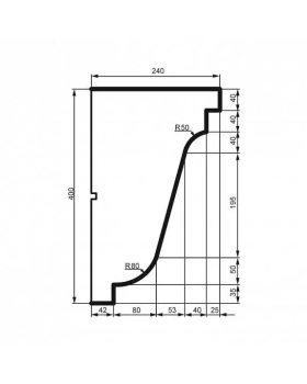 Карниз Leptonika KC 134 с гладким профилем 2000*400*240 мм-foto2