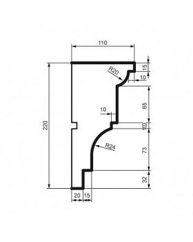 Карниз Leptonika KC 107 с гладким профилем 2000*220*110 мм-foto2