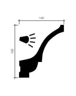 Карниз Европласт 1.50.221 гибкий Пенополиуретан 2000*150*143 мм-foto2