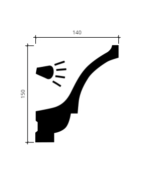 Карниз Европласт 1.50.221 гибкий Пенополиуретан 2000*150*143 мм-foto2