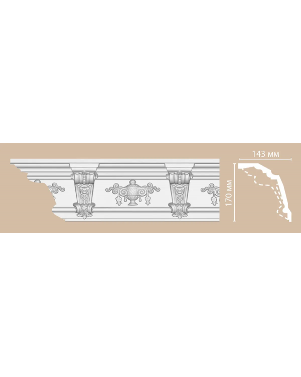 Потолочный плинтус с орнаментом Decomaster DT 9885 (170*140*2400)