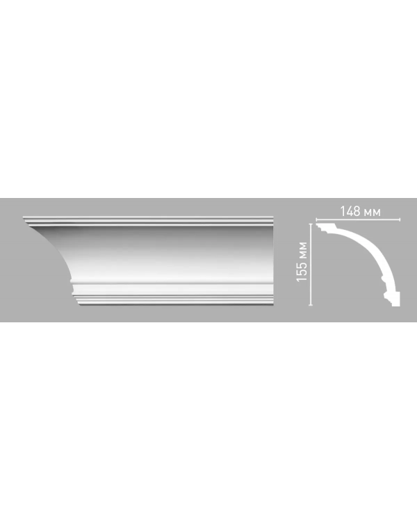Плинтус потолочный гладкий Decomaster 96273 (155х148х2400мм)
