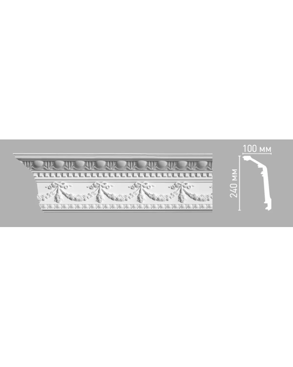 Плинтус потолочный с орнаментом Decomaster 95142 (240х100х2400мм)