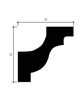 Карниз Европласт 1.50.130 гибкий Пенополиуретан 2000*32*30 мм-foto2