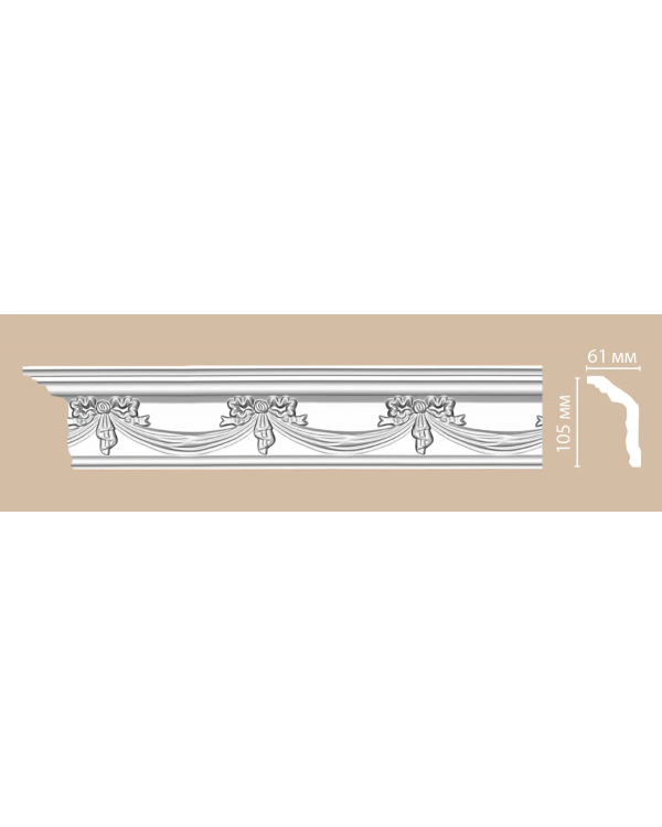 Потолочный плинтус с орнаментом Decomaster 95603 (105*61*2400)