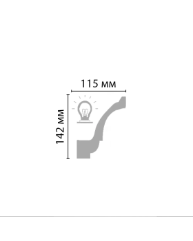 Потолочный плинтус гладкий Decomaster DT 85606 (142*115*2400)-foto2