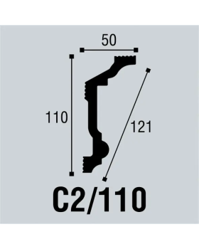 Карниз Bello Deco С2/110 XPS Полимер 2000*110*50 мм-foto2