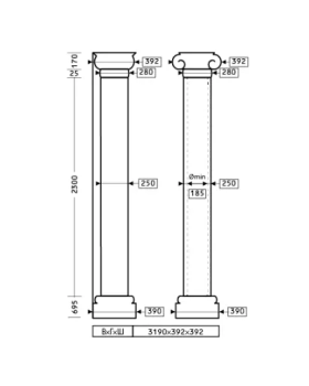 Колонна Европласт 1.30.205 Пенополиуретан 3149*392*392 мм-foto2