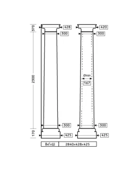 Колонна Европласт 1.30.304 Пенополиуретан 2840*428*428 мм-foto2