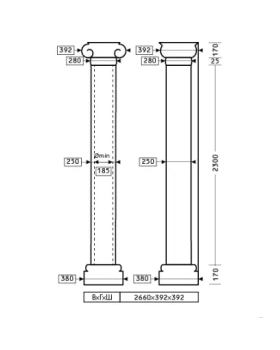 Колонна Европласт 1.30.206 Пенополиуретан 2623*392*392 мм-foto2