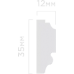 Молдинг Hiwood D35V1 Полистирол Под покраску 2000*35*12 мм