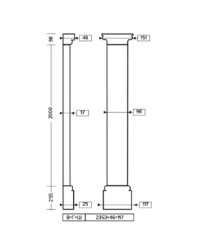 Европласт Пилястра 1.20.103 Пенополиуретан 2353*152*45 мм-foto2