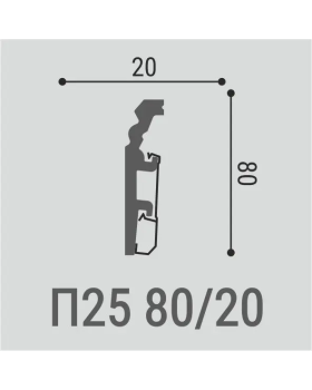 Плинтус Bello Deco П25 XPS Полимер 2000*80*20 мм-foto2