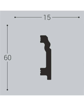 Плинтус Bello Deco П1 XPS Полимер 2000*60*15 мм-foto2