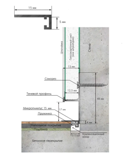 Микроплинтус Laconistiq micro 15 classic Алюминий 2450*15*5 мм-foto9