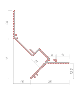Потолочный профиль Decaro D005 Алюминий 2000*60*50 мм-foto2