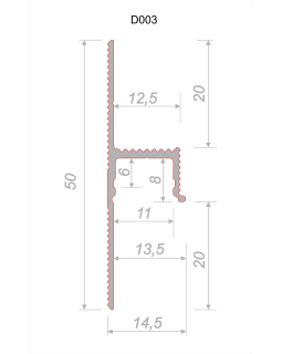 Парящий плинтус универсальный Decaro D003 Алюминий 2000*50*14,5 мм-foto3