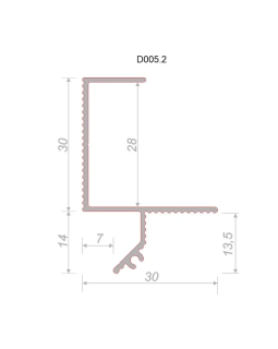 Потолочный профиль Decaro D005.2 Алюминий 2000*44*30 мм-foto2