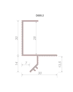 Потолочный профиль Decaro D005.2 Алюминий 2000*44*30 мм-foto2
