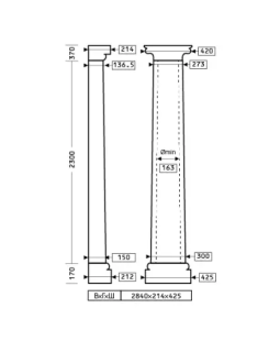Полуколонна Европласт 1.10.304 Пенополиуретан 2839*427*214 мм-foto2