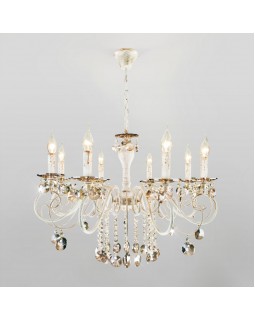 Подвесная люстра Eurosvet 10104/8 белый с золотом/тонированный хрусталь Strotskis-foto2