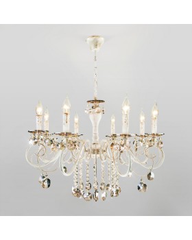 Подвесная люстра Eurosvet 10104/8 белый с золотом/тонированный хрусталь Strotskis-foto2