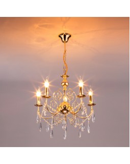 Подвесная люстра Eurosvet 10094/5 золото/прозрачный хрусталь Strotskis-foto4