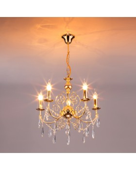 Подвесная люстра Eurosvet 10094/5 золото/прозрачный хрусталь Strotskis-foto4