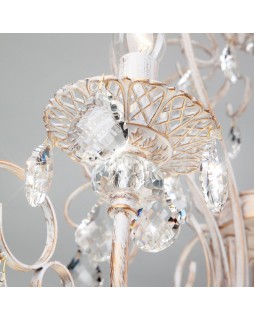 Подвесная люстра Eurosvet 3305/12 белый с золотом/прозрачный хрусталь Strotskis-foto2