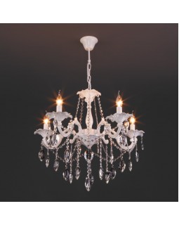 Подвесная люстра Eurosvet 10108/5 белый/прозрачный хрусталь Strotskis-foto2