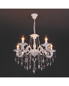 Подвесная люстра Eurosvet 10108/5 белый/прозрачный хрусталь Strotskis-foto2