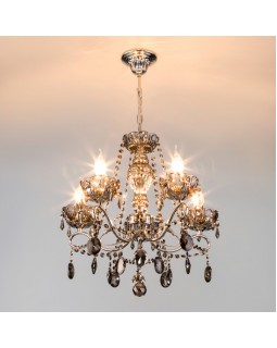 Подвесная люстра Eurosvet 10103/5 хром/дымчатый хрусталь Strotskis-foto4