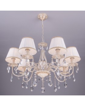 Подвесная люстра Eurosvet 3637/7 белый с золотом/прозрачный хрусталь Strotskis-foto3