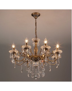 Подвесная люстра Eurosvet 3281/8 античная бронза/прозрачный хрусталь Strotskis-foto2