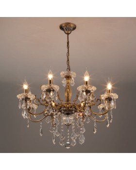 Подвесная люстра Eurosvet 3281/8 античная бронза/прозрачный хрусталь Strotskis-foto2